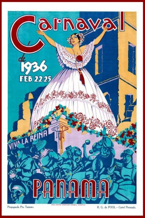 Carnaval de 1936 Panama Vintage Travel Poster